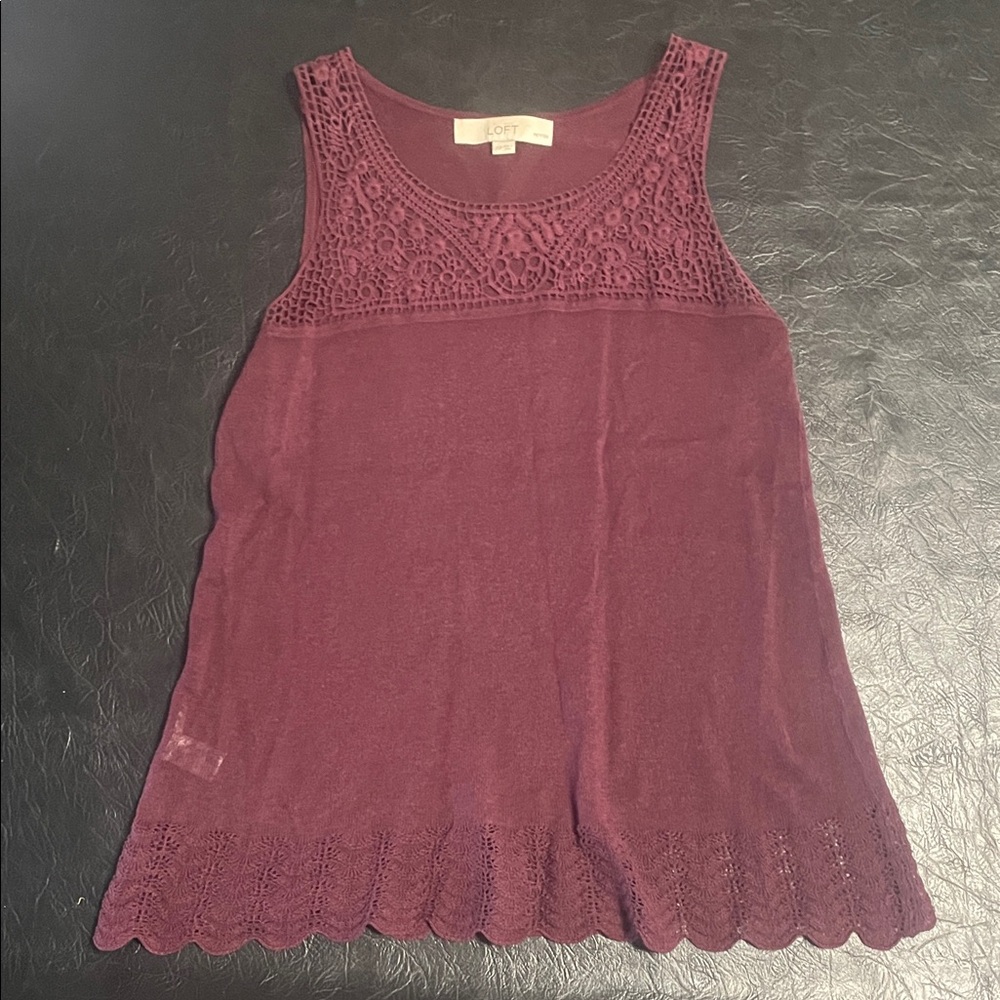 LOFT Deep Purple Crochet Tank Top